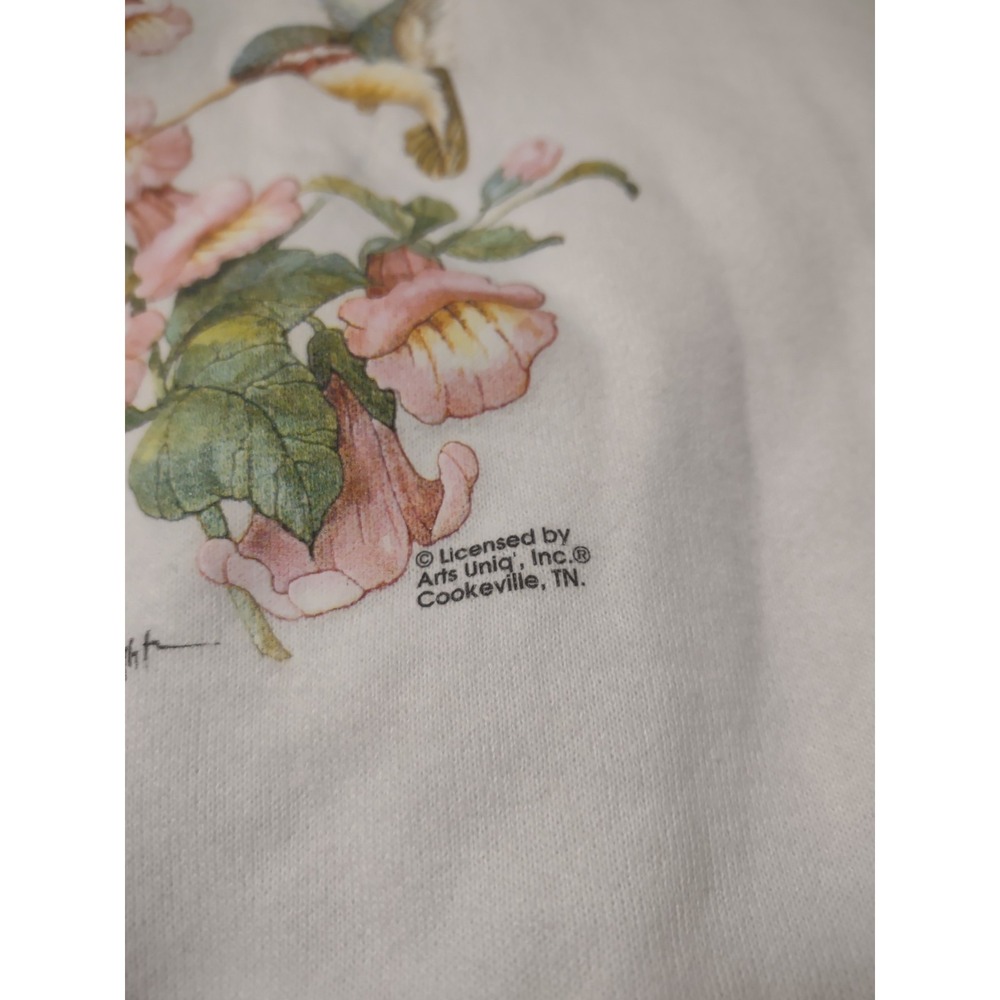 Vintage Hummingbird Print Sweatshirt 2X Made In The USA Cottage Grandmacore - Picture 3 of 6